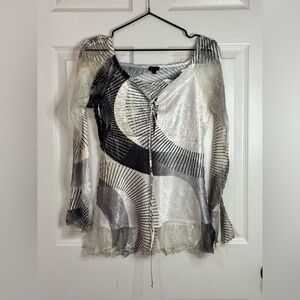 KOMAROV Y2K Women’s Blouse Crinkle Abstract Size M